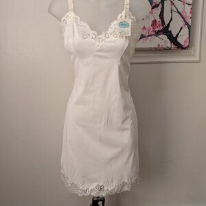 Vintage French Maid White Lace Nylon Slip Nightgown NOS Canada Lingiere